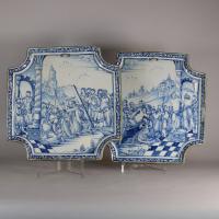 Pair of Dutch delft blue and white plaques