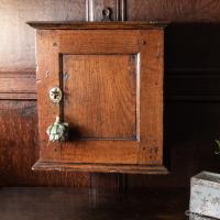 A William & Mary small oak and elm mural spice cupboard, probably West Country, circa 1700