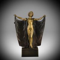 “Cloaked Lady” Erotic Bronze by Carl Kauba - circa 1900