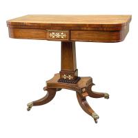 Regency Rosewood Brass Inlaid Card Table
