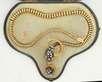 Victorian gold garnet diamond snake necklace