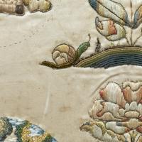 Charles II panel of silk and metal thread embroidery, circa 1660