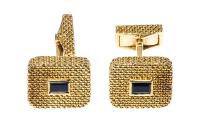 Vintage Cufflinks by Fred in Gold with Sapphire Centre