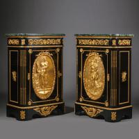 A Pair of French Gilt-Bronze Mounted Ebonised Meubles d'Appui 