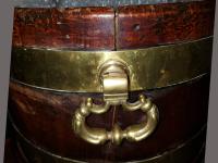 George III Brass Bound Mahogany Wine Cooler or Cellaret With Liner on Beautifully Carved Stand