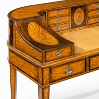Victorian freestanding satinwood Carlton House desk