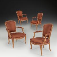 Louis XV carved giltwood fauteuils