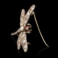 Victorian Antique Diamond Dragonfly Brooch