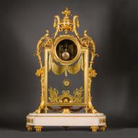 Back of A Louis XVI Style Gilt-Bronze and Glass Pendule A Cage