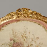 Louis XVI Style Carved Giltwood Fauteuils With Aubusson Floral Tapestry Upholstery