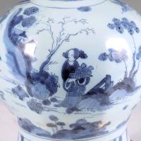 17th century Delft blue and white octagonal pottery vase