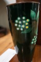 Showa period green gin-bari trumpet vase by Ando