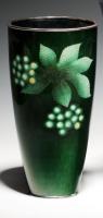 Showa period green gin-bari trumpet vase by Ando