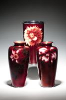 Showa period red gin-bari trumpet vase