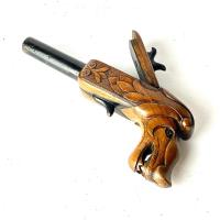 19th Century Walnut Snuff Pistol