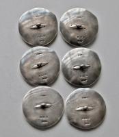 Archibald Knox six large Liberty & Co silver & enamel buttons reverse view