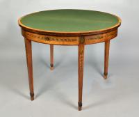 A fine Sheraton satinwood card table with original painted decoration, c.1790
