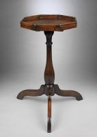 Vernacular Queen Anne Octagonal Candlestand With Tray Top Raised on a Baluster Stem and Tripod Base Solid Naturally Patinated Oak English, c.1710