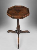 Vernacular Queen Anne Octagonal Candlestand With Tray Top Raised on a Baluster Stem and Tripod Base Solid Naturally Patinated Oak English, c.1710