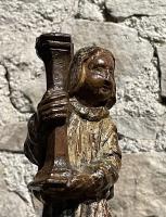 Late 15th / Early 16th Century Oak And Polychrome Sculpture Of A Candle Bearing Angel