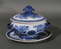 Chinese Export Porcelain Blue Fitzhugh Sauce Tureens