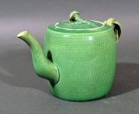English Creamware Pottery Green Glazed Teapot