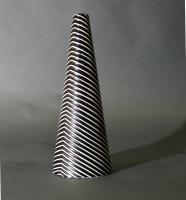 Stig Lindberg Stoneware Conical Vase-,  Domino Series, Black/White,  Gustavsberg, 1954