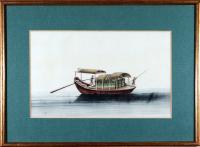 China Trade Watercolor Pictures of Junks & Sampans,  Set of Five,  Circa 1850