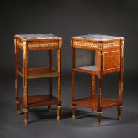 Louis XVI Style Gilt-Bronze Mounted Parquetry Beside Tables
