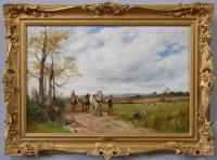 Worcestershire landscape oil painting of a plough team by David Bates