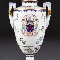 A large pair of Samson armorial vases