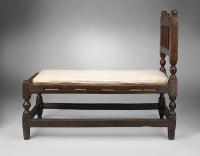 Rare Small William and Mary Period Joined Frame Day Bed The Graphic Ogee Cresting Flanked by Ball Finials and Raised on Turned Legs Solid Naturally Patinated Oak English, c.1680