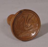 S/5001 Antique Treen Early 19th Century Boxwood Butter Stamp