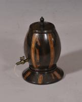 S/5102 Antique Treen 19th Century Coromandel Wood and Inlaid String Barrel