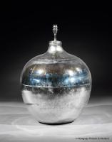 Late-19th century, French, silvered carboy glass table lamp