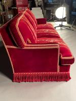 Crimson Cut Velvet Three Seater Sofa by Toni Facella Sensi della Penna
