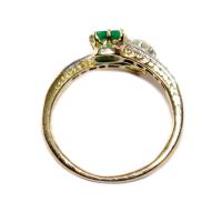 Art Deco Emerald and Diamond 2 stone ring circa 1925