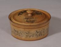 S/5076 Antique Treen 19th Century Mauchline Ware Sycamore Spice Box made for the Czech Market
