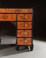 Chinese Export Amboyna and Ebony Campaign Kneehole Desk