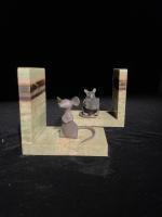 Art Deco marble and bronze mouse sculpture bookends