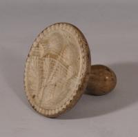 S/5037 Antique Treen 19th Century Sycamore Butter Stamp