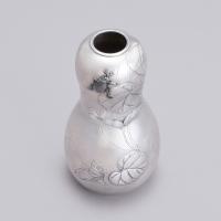 Japanese silver vase with a beetle signed Hojo and Chorakusai with Jungin mark, Showa Period.