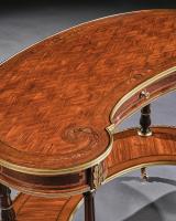 gilt bronze mounted parquetry kidney shaped writing table