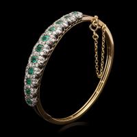 Victorian emerald and diamond bangle
