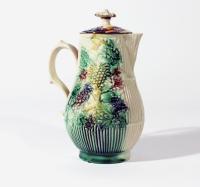 William Greatbatch Creamware Fruit Basket Milk Jug & Cover, Mid-18th Century.