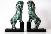 Pair of ceramic and wood bookends by Guido Cacciapuoti