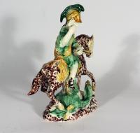 English Pottery Tortoise-shell Creamware Figure of St. George Fighting the Dragon, Staffordshire,   Possibly modelled by Enoch and Ralph,  Late 18th Century.  