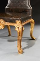 Pair of George I Style Late 19th Century Giltwood and Leather Side Chairs