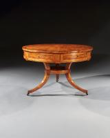 Early 19th Century Scandinavian Burr Root Maple Drum Table