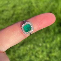 Emerald and Diamond Cluster Ring circa 1950